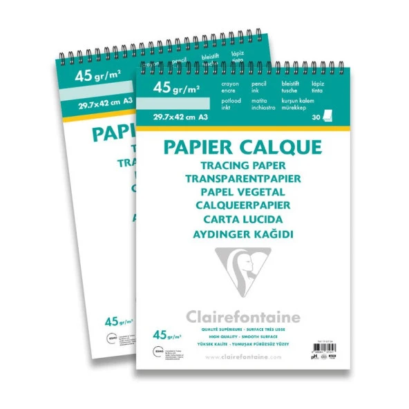 Clairefontaine Tracing Spiralli Aydınger Blok 40/45 gr 30 Yp. A3 ürün görseli 1