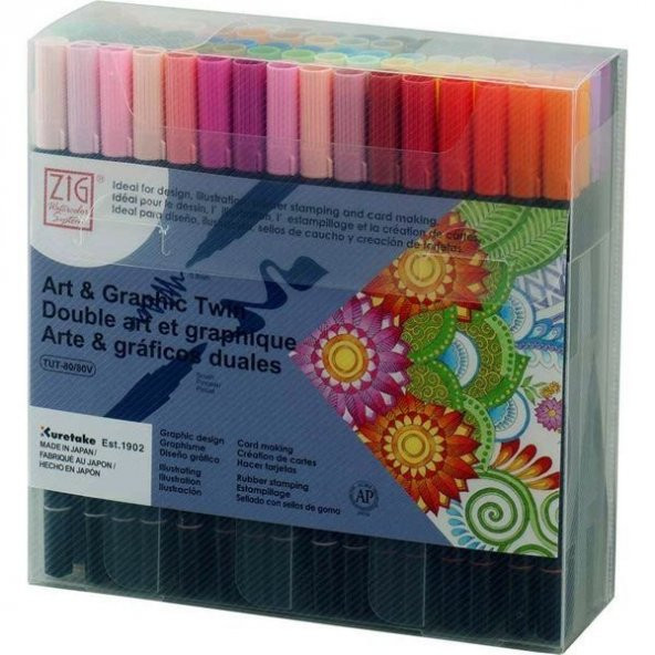 Zig Art & Graphic Twin Brush Pen Çift Uçlu Çizim Kalemi 80 RENK SET ürün görseli 1