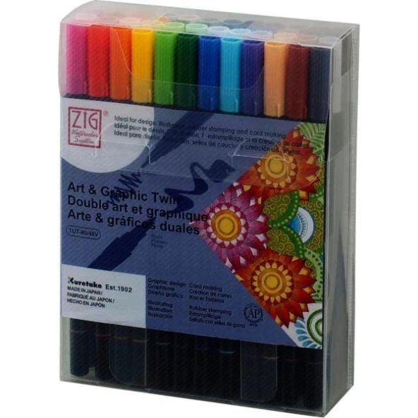 Zig Art & Graphic Twin Brush Pen Çift Uçlu Çizim Kalemi 48 RENK SET ürün görseli 1