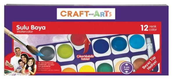 Craft and Arts Değiştirilebilir Tablet Sulu Boya 12 Renk ürün görseli 1