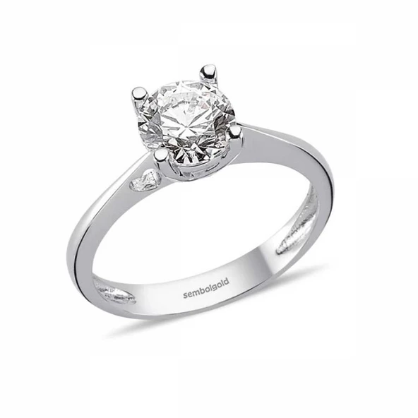Altın Tektaş Yüzük Özel Tasarım Swarovski ürün görseli 1