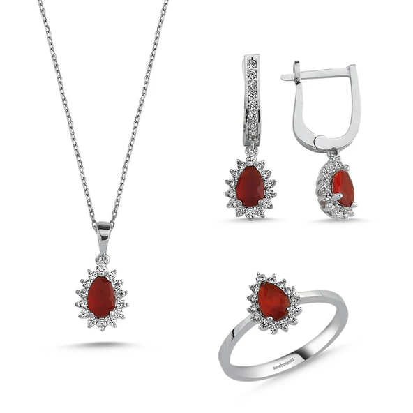 Beyaz Altın Mini Set Damla 3lü Takım ürün görseli 1