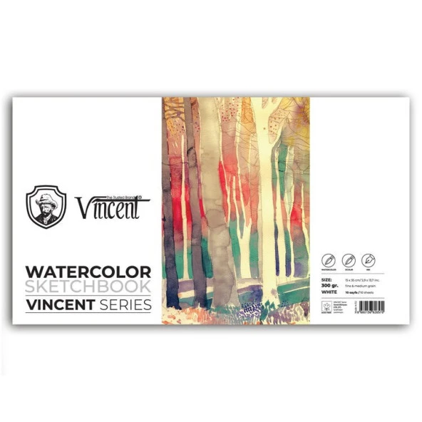 Vincent Watercolor Sketchbook White Suluboya Blok 300 gr 15x35 cm 10 Sayfa ürün görseli 1