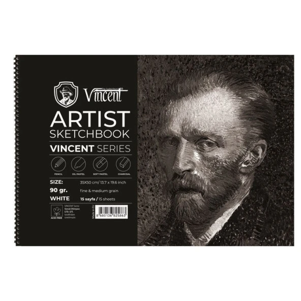 Vincent Artist Sketchbook White 90 gr 35x50 cm 15 Sayfa ürün görseli 1