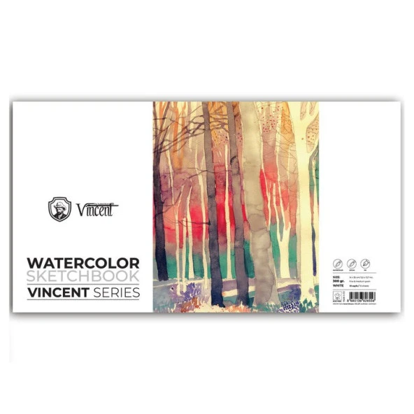 Vincent Watercolor Sketchbook White Suluboya Blok 300 gr 14x35 cm 10 Sayfa ürün görseli 1