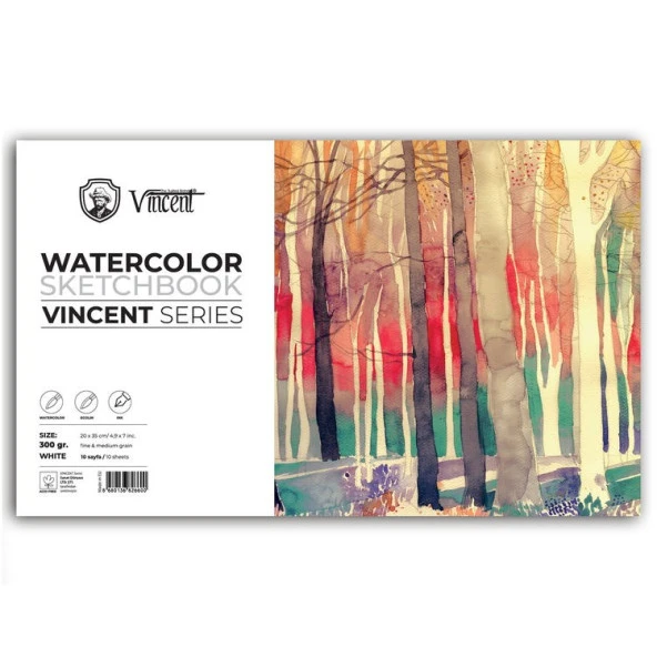 Vincent Watercolor Sketchbook White Suluboya Blok 300 gr 20x35 cm 10 Sayfa ürün görseli 1