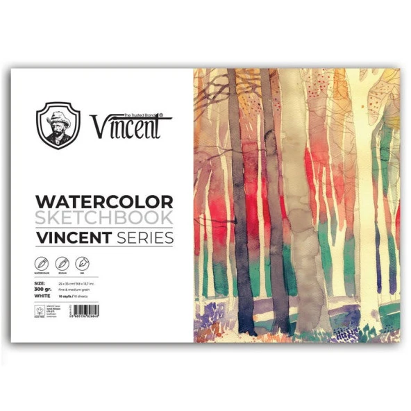 Vincent Watercolor Sketchbook White Suluboya Blok 300 gr 25x35 cm 10 Sayfa ürün görseli 1