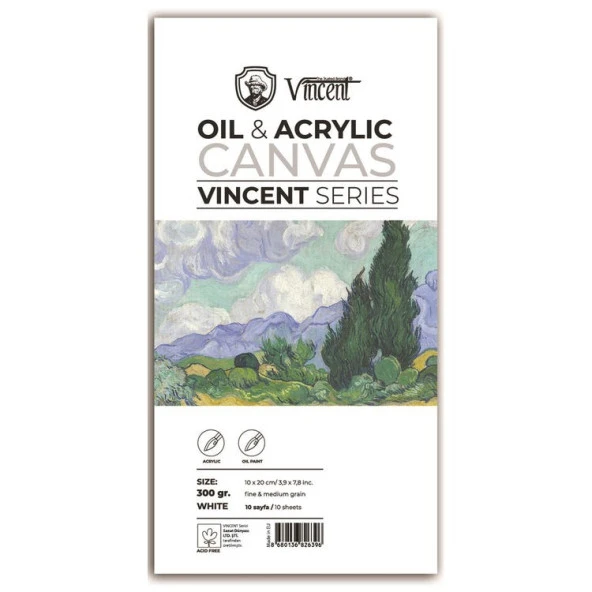 Vincent Oil & Acrylic Canvas White Tuval Dokulu Blok 300 gr 10x20 cm 10 Sayfa ürün görseli 1