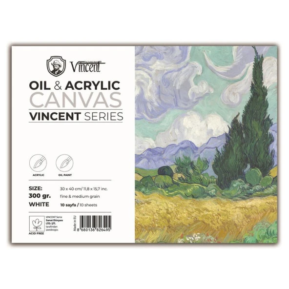 Vincent Oil & Acrylic Canvas White Tuval Dokulu Blok 300 gr 30x40 cm 10 Sayfa ürün görseli 1