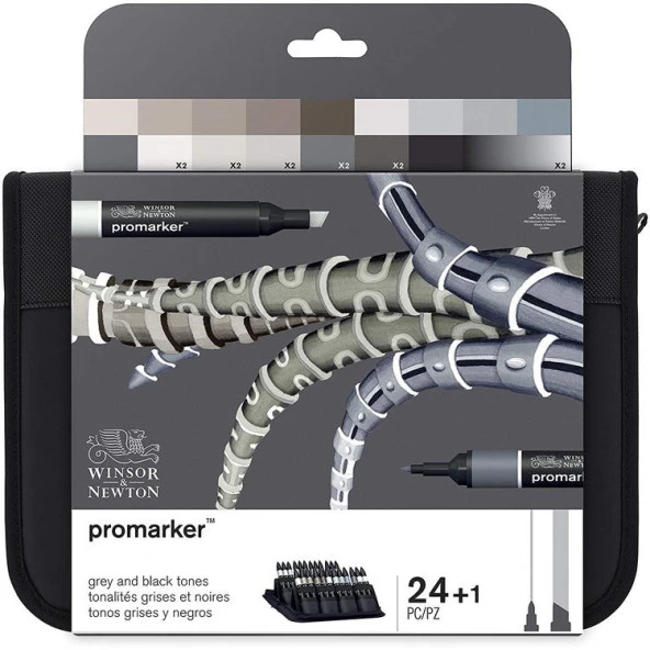 Winsor & Newton Promarker 24+1 Siyah Gri Çantalı Set (24 Renk) ürün görseli 1