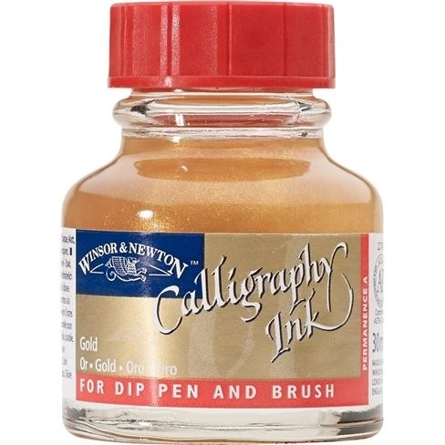 Winsor & Newton Kaligrafi Mürekkebi 30 ml. METALLIC GOLD ürün görseli 1