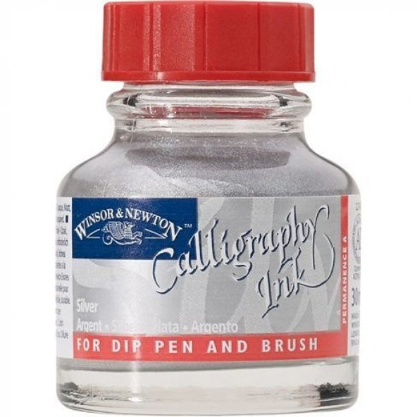Winsor & Newton Kaligrafi Mürekkebi 30 ml. METALLIC SILVER ürün görseli 1