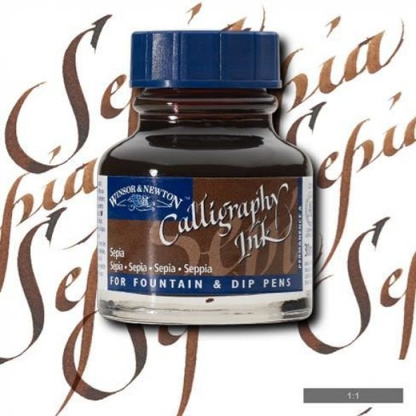 Winsor & Newton Kaligrafi Mürekkebi 30 ml. 609 SEPIA ürün görseli 1