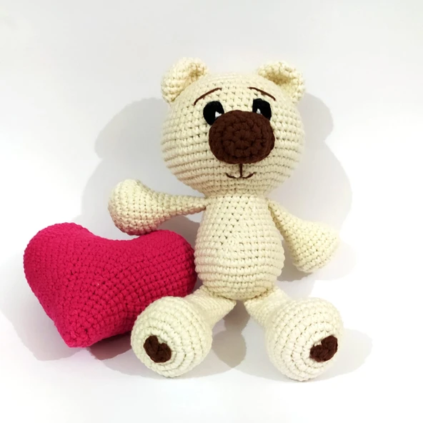 Kalpli Sevimli Ayıcık Amigurumi Organik Oyuncak ürün görseli 1
