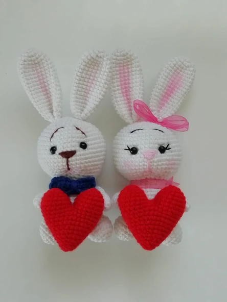Sevgili Tavşanlar Amigurumi Organik Oyuncak ürün görseli 1