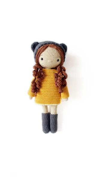 Ayıcık Şapkalı Sonbahar Bebek Amigurumi Organik Oyuncak ürün görseli 1
