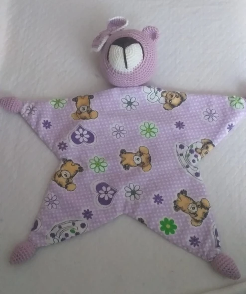 Yıldızlı Ayıcık Uyku Arkadaşı Amigurumi Organik Oyuncak ürün görseli 1