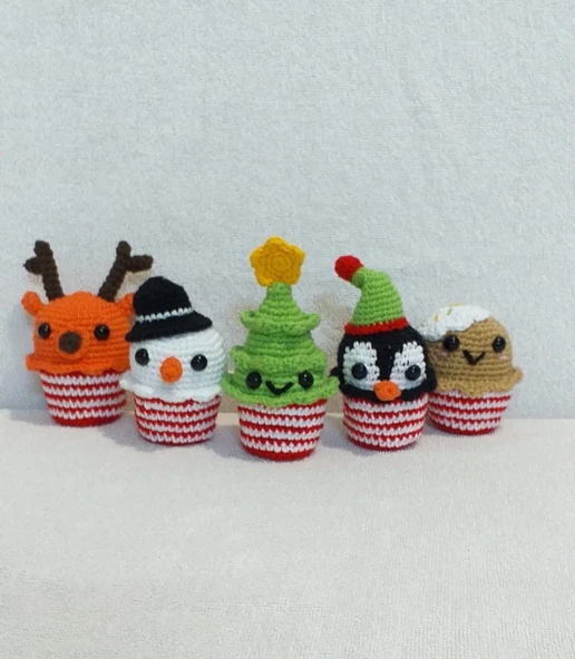Sevimli Kafalar Yeni yıl Süsü Amigurumi Organik Oyuncak ürün görseli 1