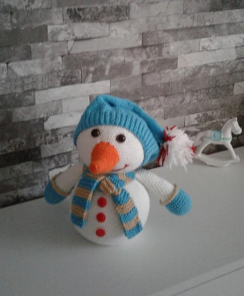 Şapkalı Kardan Adam Amigurumi Organik Oyuncak ürün görseli 1