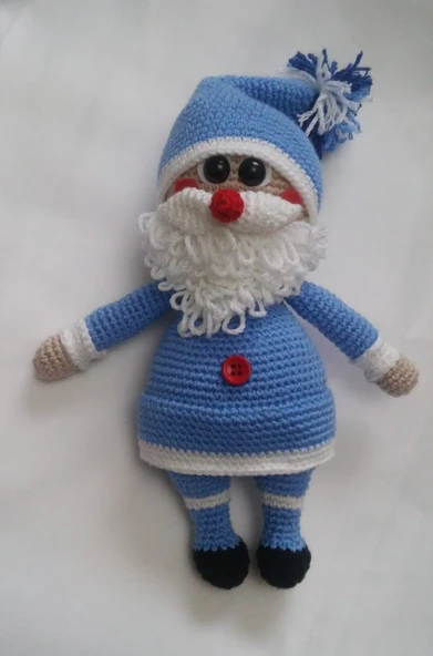 Mavi Noel Baba Amigurumi Organik Oyuncak ürün görseli 1