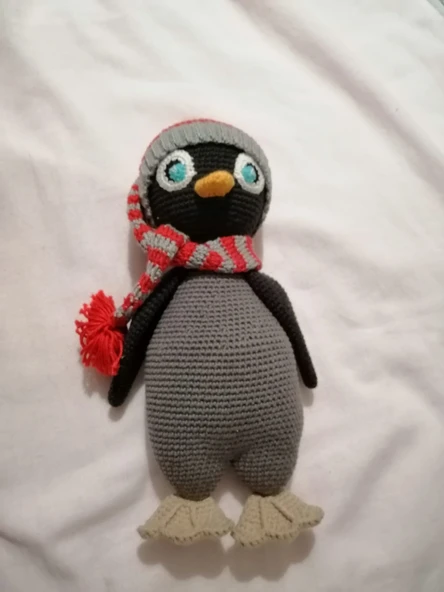 Şapkalı Penguen Amigurumi Organik Oyuncak ürün görseli 1