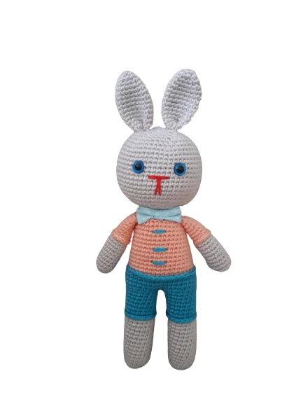 Sevimli Papyonlu Tavşan Amigurumi Organik Oyuncak ürün görseli 1