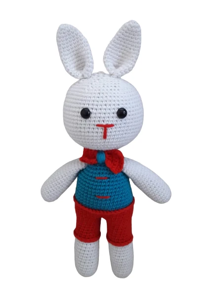 Beyaz Tavşan Amigurumi Organik Oyuncak ürün görseli 1