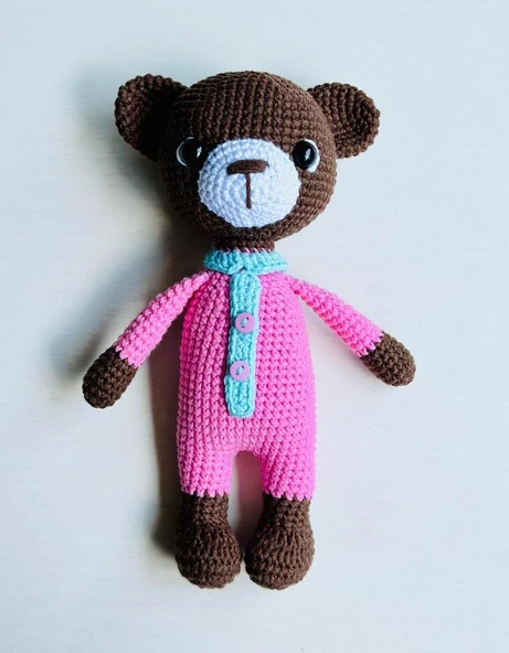 Sevimli Esmer Ayıcık Amigurumi Organik Oyuncak ürün görseli 1