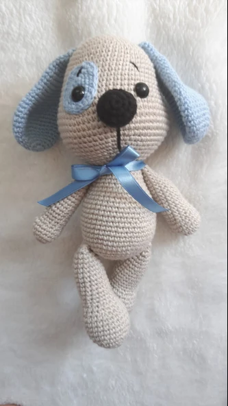 Yamalı Sevimli Köpek Amigurumi Organik Oyuncak ürün görseli 1