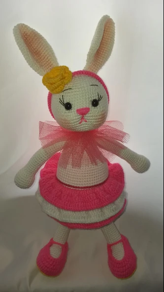 Süslü Sevimli Tavşan Amigurumi Organik Oyuncak ürün görseli 1