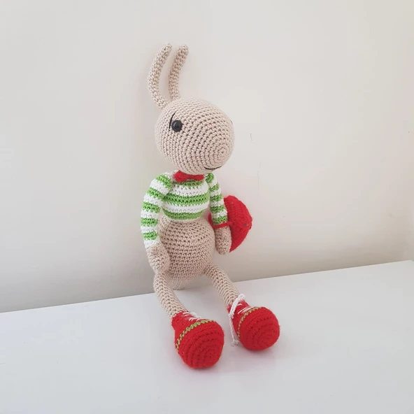 Kırmızı Çantalı Karınca Amigurumi Organik Oyuncak ürün görseli 1