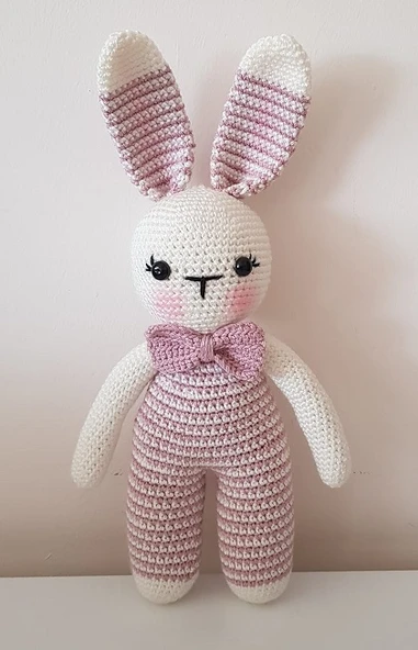 Pembiş Tavşan Uyku Arkadaşı Amigurumi Organik Oyuncak ürün görseli 1
