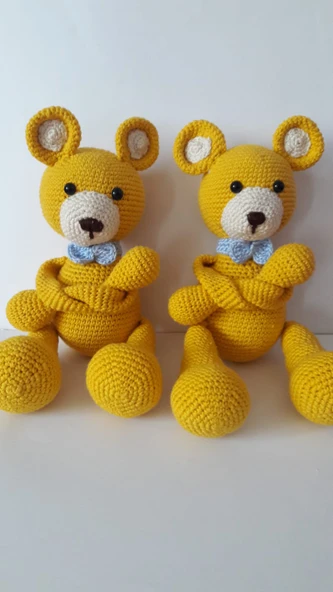 Sarı Ayıcık Perde Tutucu Amigurumi Organik Oyuncak ürün görseli 1