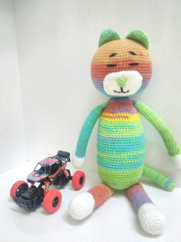 Sevimli Renkli Kedicik Amigurumi Organik Oyuncak ürün görseli 1