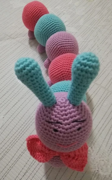 Renkli Tırtıl Amigurumi Organik Oyuncak ürün görseli 1
