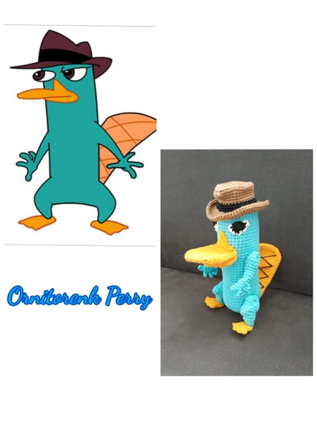 Ornitorenk Perry (Ajan P) Amigurumi Organik Oyuncak ürün görseli 1