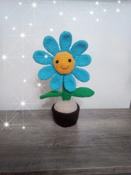 Amigurumi Organik Saksıda Papatya ürün görseli 1