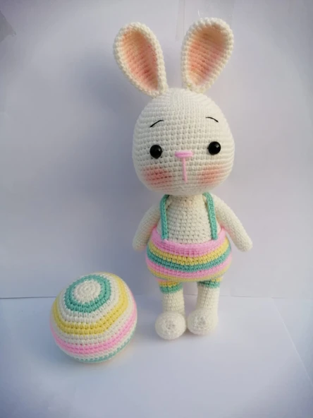 Tavşan Sunny ve Topu Amigurumi Organik Oyuncak ürün görseli 1