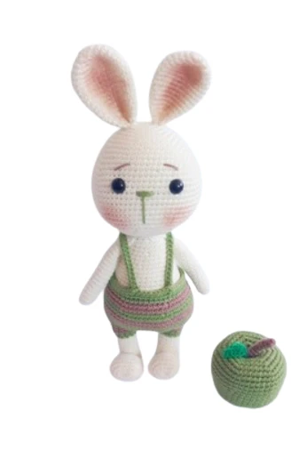 Yeşil Elma ve Tavşan Sunny Amigurumi Organik Oyuncak ürün görseli 1
