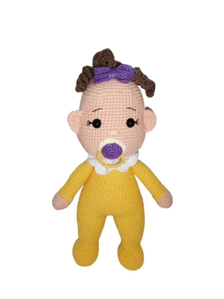 Sarı Kız Emzikli Tombiş Bebek Amigurumi Organik Oyuncak ürün görseli 1
