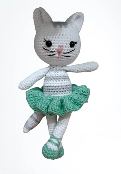 Balerin Kedi Amigurumi Organik Oyuncak ürün görseli 1