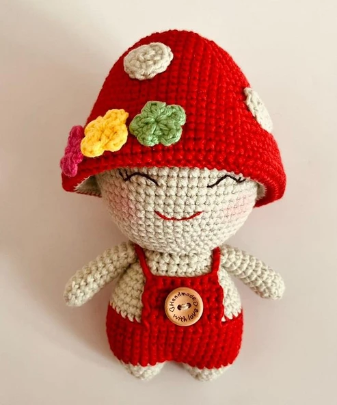 Mantar Çocuk Uyku Arkadaşı Amigurumi Organik Oyuncak ürün görseli 1