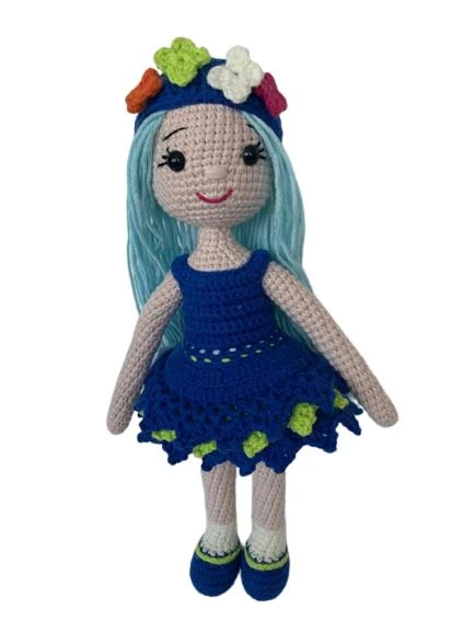 Mavi Can Çiçeği Bebek Amigurumi Organik Oyuncak ürün görseli 1