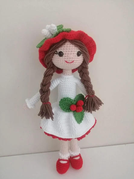 Beyaz Kokina Çiçeği Bebek Amigurumi Organik Oyuncak ürün görseli 1