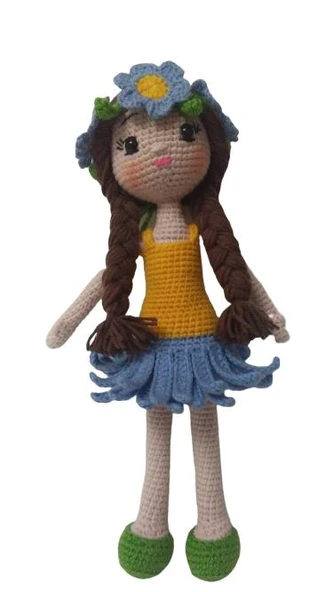 Mavi Papatya Bebek Amigurumi Organik Oyuncak ürün görseli 1