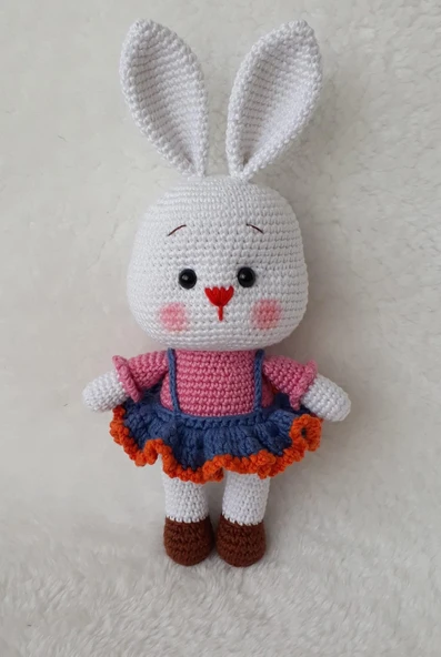 Pembe Yanak Tavşan Amigurumi Organik Oyuncak ürün görseli 1