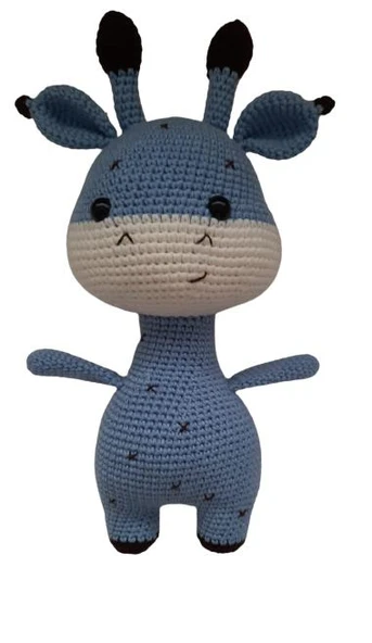Mavi Sevimli Zürafa uyku Arkadaşı Amigurumi Organik Oyuncak ürün görseli 1