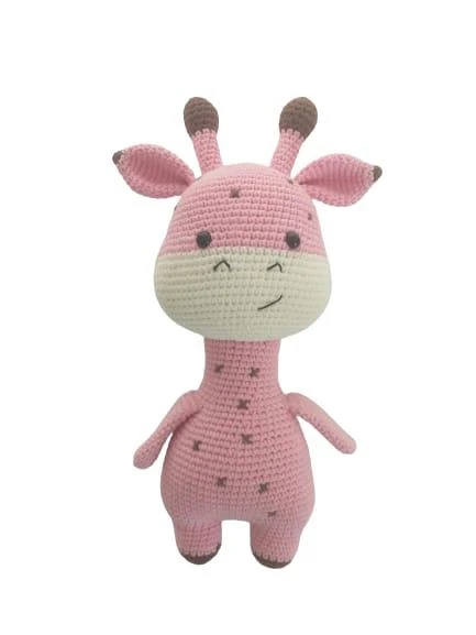 Pembe Sevimli Zürafa Uyku Arkadaşı Amigurumi Organik Oyuncak ürün görseli 1