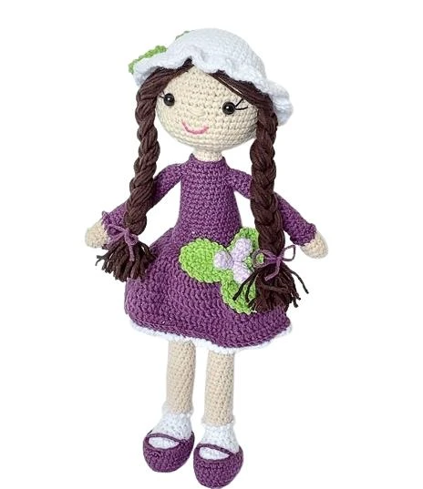 Mor Kokina Çiçeği Bebek Amigurumi Organik Oyuncak ürün görseli 1