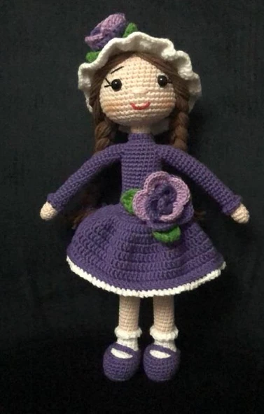 Mor Menekşe Kokina Çiçeği Bebek Amigurumi Organik Oyuncak ürün görseli 1